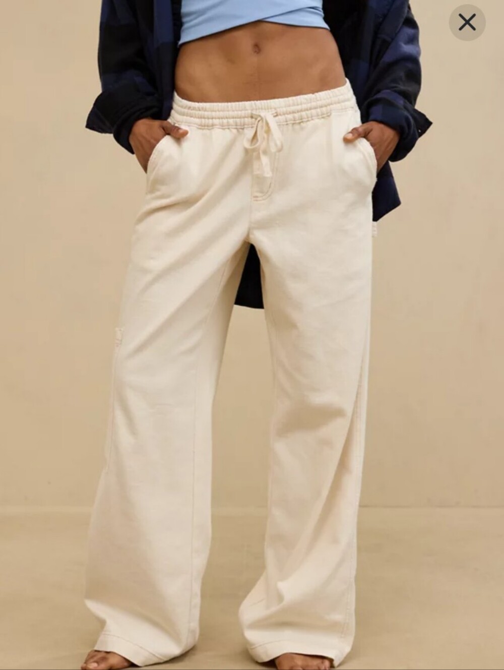 Aerie Cotton Blend Wide Leg Pants